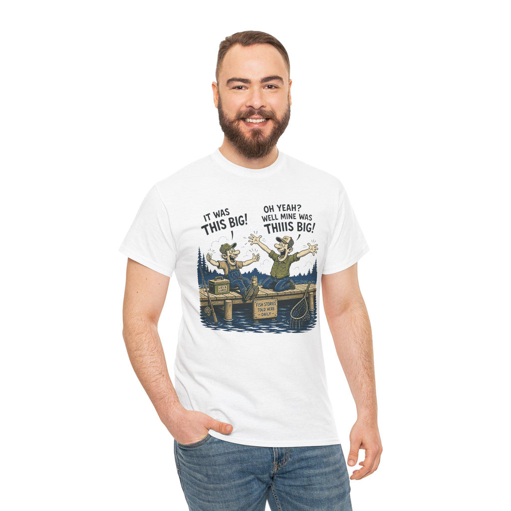 Fishing Tale Illustration Tee | Funny Fish Story T-Shirt, Lake Fishing Graphic