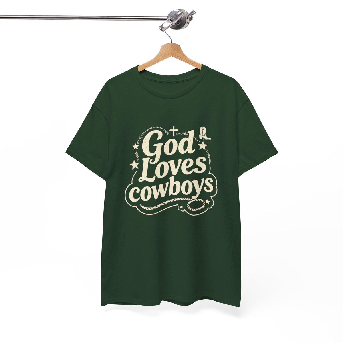 God Loves Cowboys T-Shirt | Western Christian Typography Tee