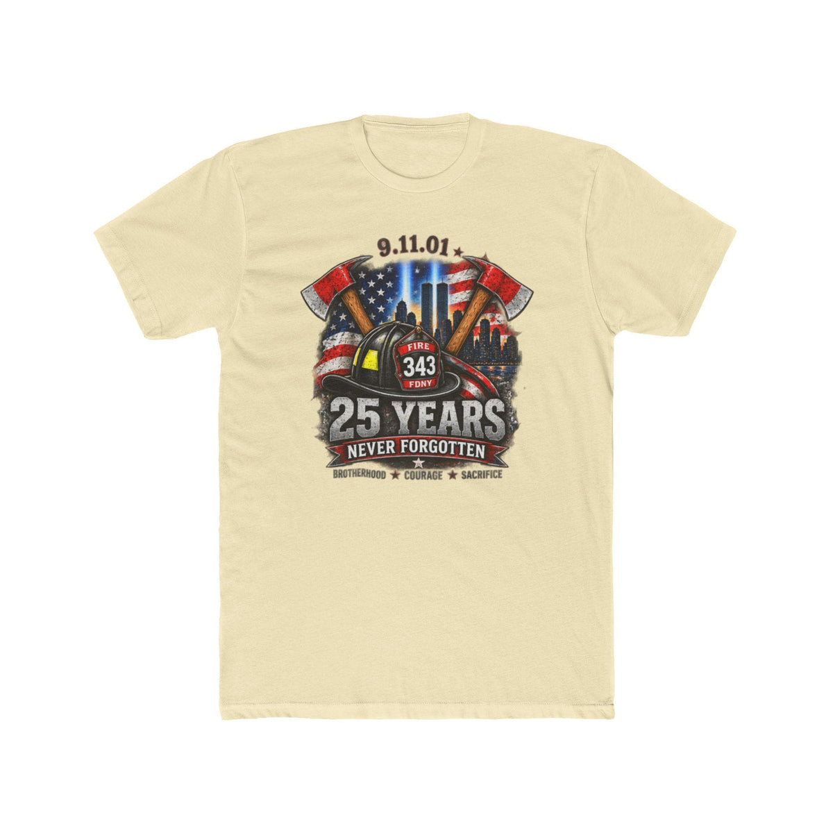 9/11 25 Years Never Forgotten Tee | 9 11 Firefighter Tribute, 343 Helmet Memorial