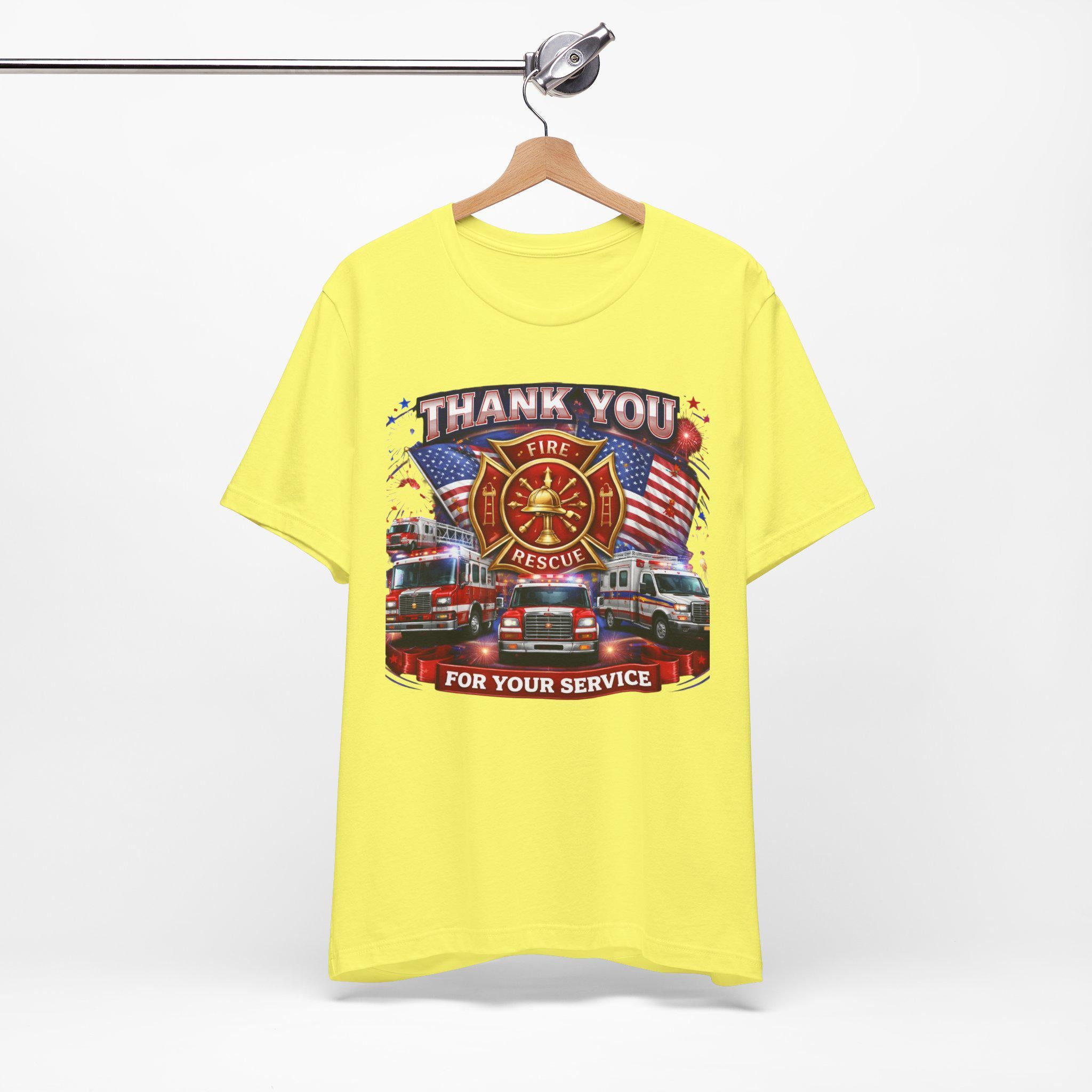 Thank You Fire Rescue For Your Service T-Shirt | Firefighter Tribute Tee
