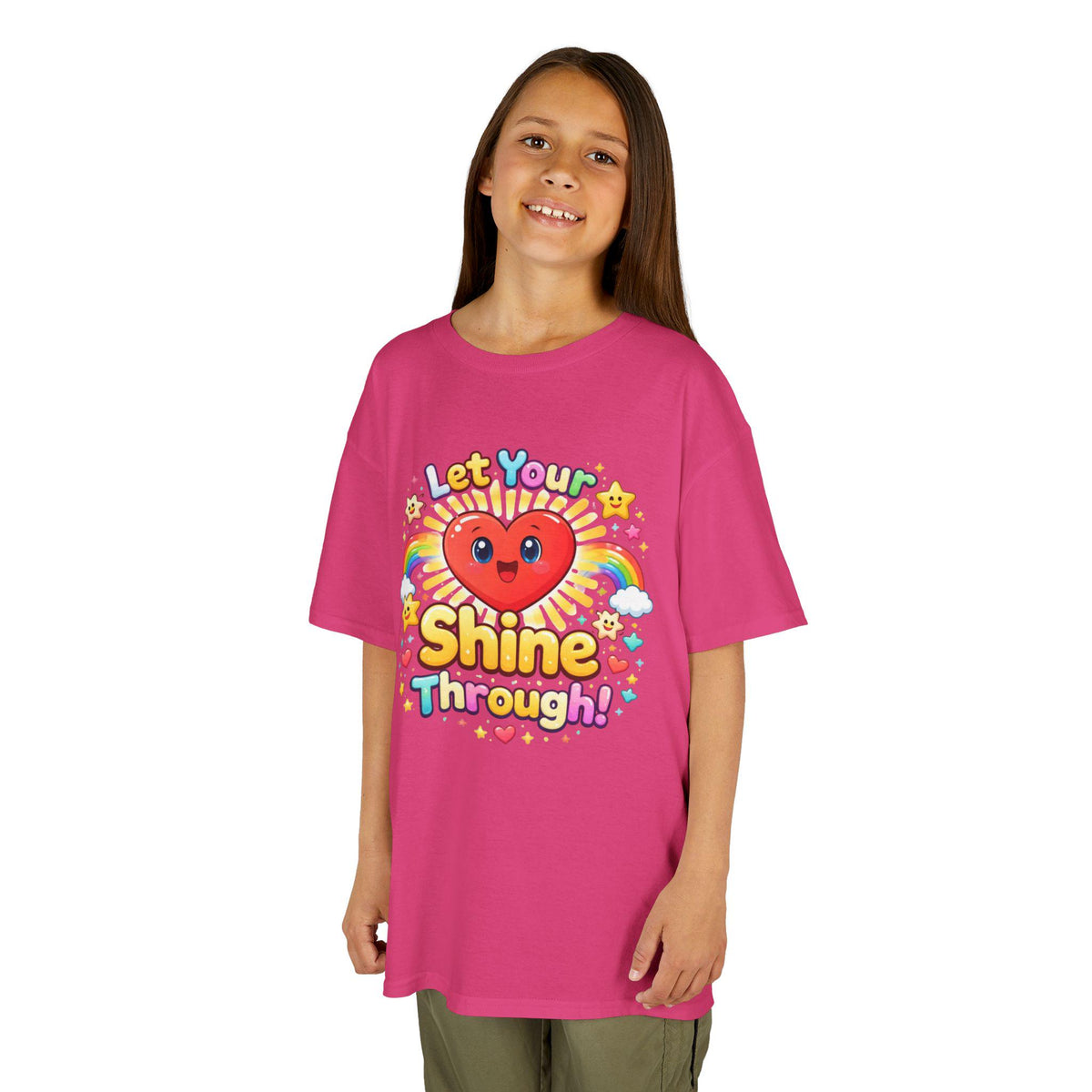 Kids Rainbow Heart Tee | Positive Quote, Stars, Clouds Graphic Shirt