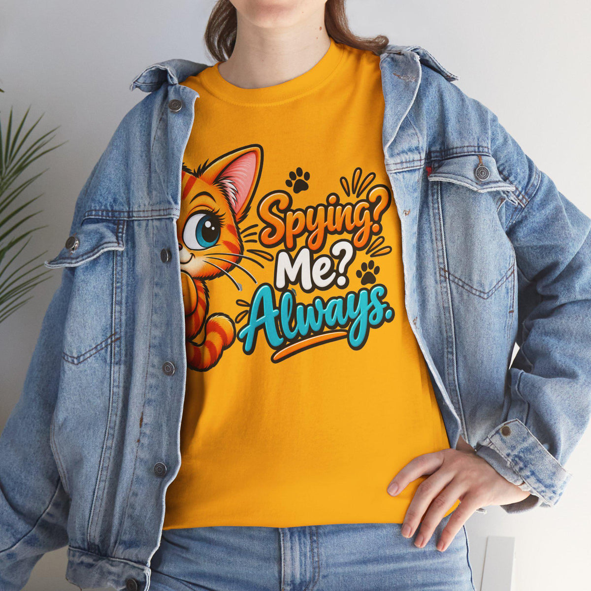 Cat Graphic Tee | Spying Me? Always Cotton T-Shirt
