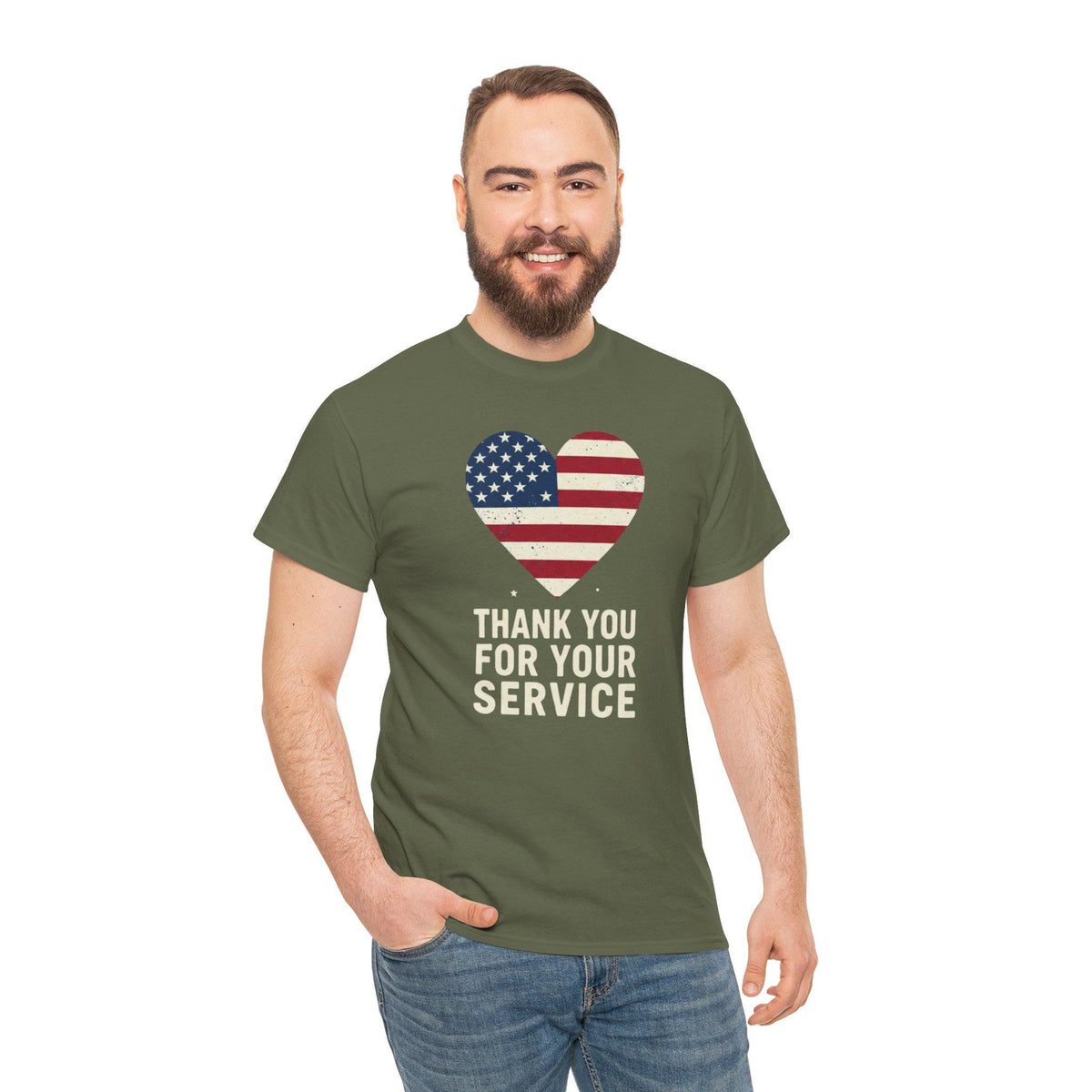 American Flag Heart Thank You For Your Service Tee | Patriotic, Veterans Day