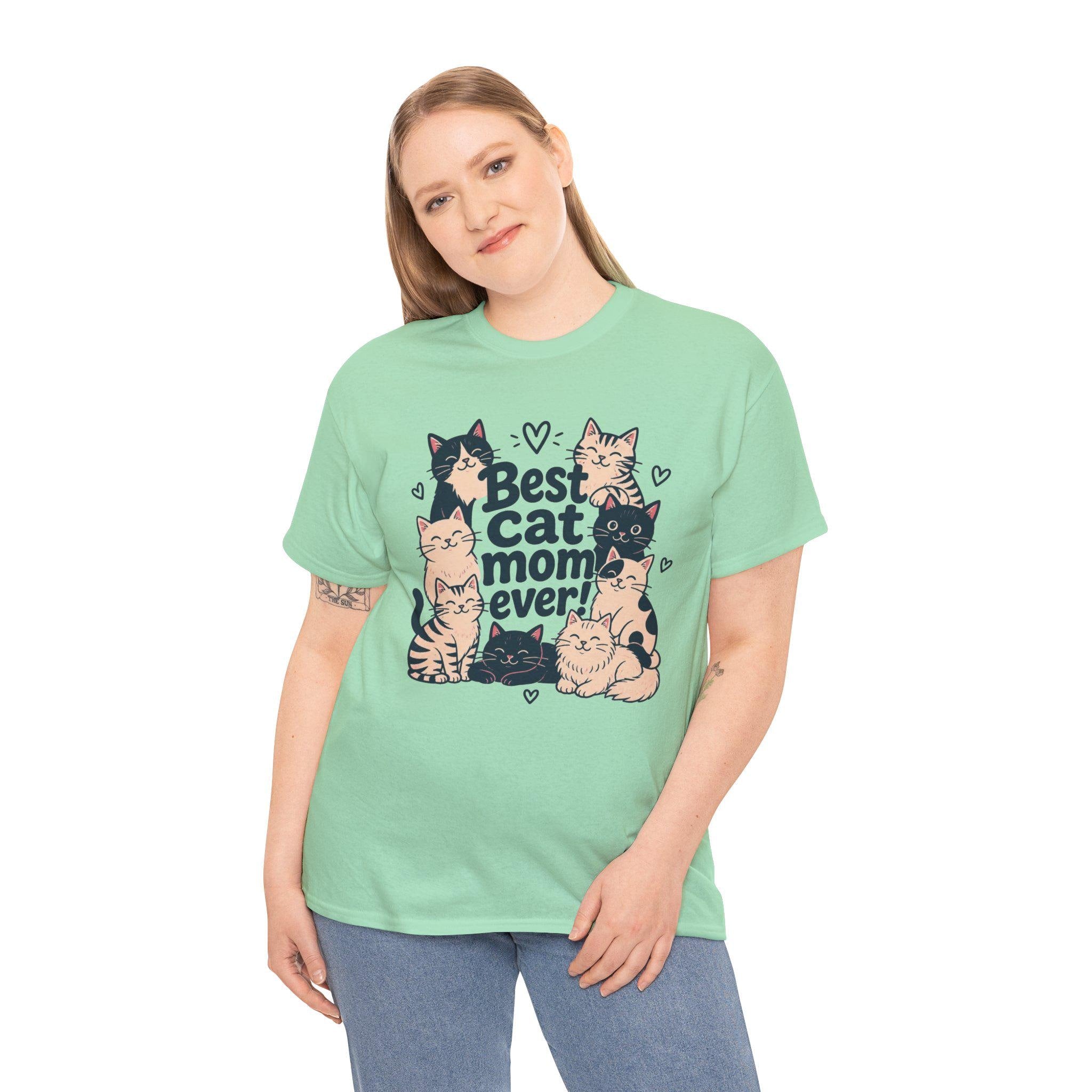 Cat Mom T-Shirt | Kitten Illustration, Cat Lover Tee, 100% Cotton