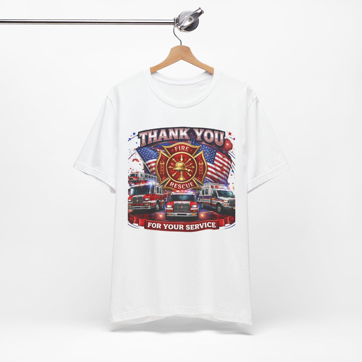 Thank You Fire Rescue For Your Service T-Shirt | Firefighter Tribute Tee
