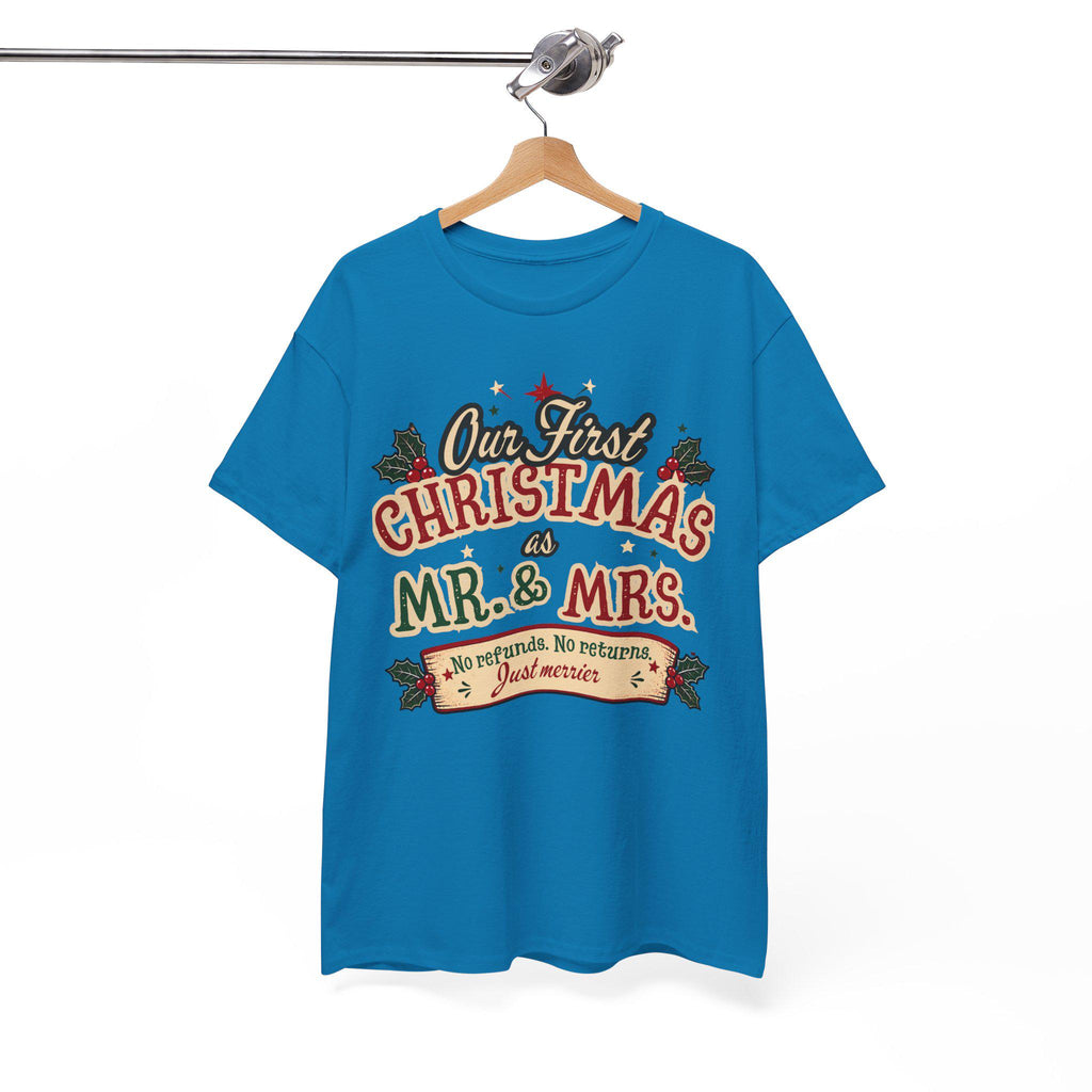 Our First Christmas Mr. & Mrs. T-Shirt | Holiday Couples Tee | Christmas Newlyweds
