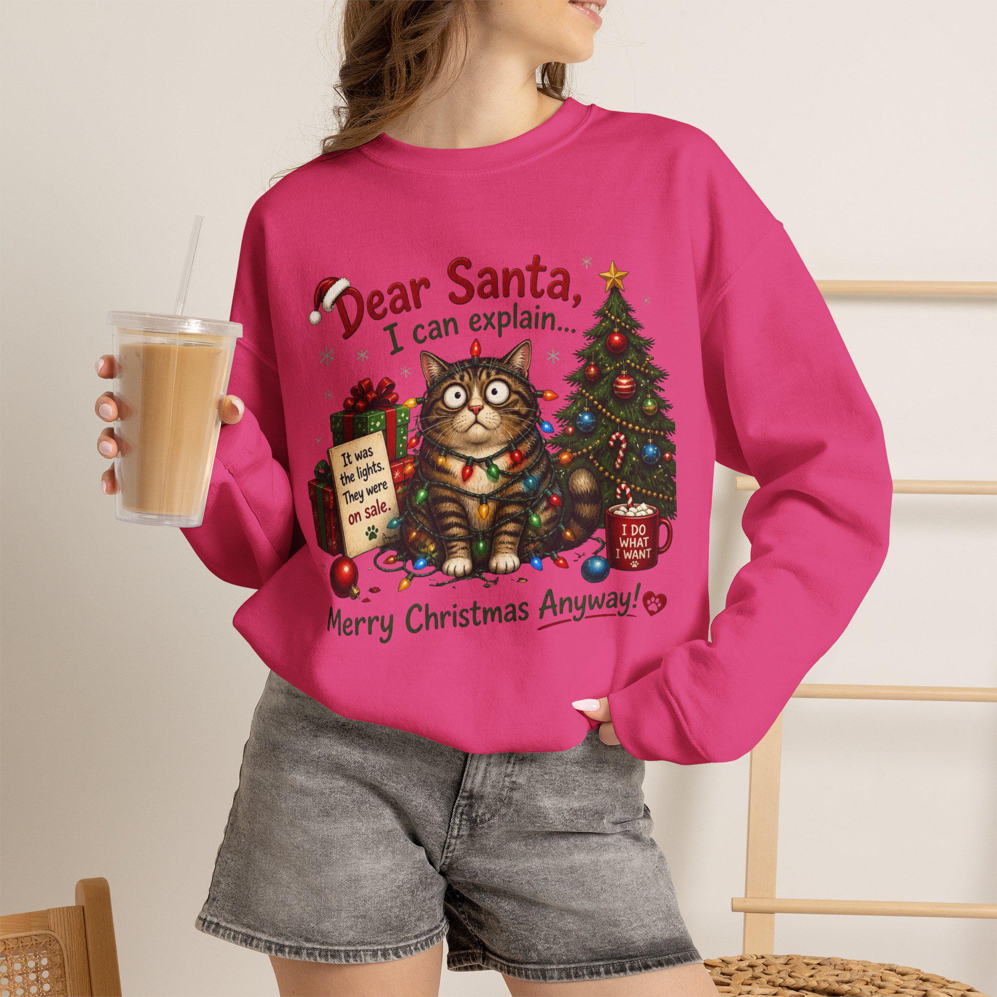 Dear Santa I Can Explain Cat Christmas sweatshirt | Holiday Cat Crewneck