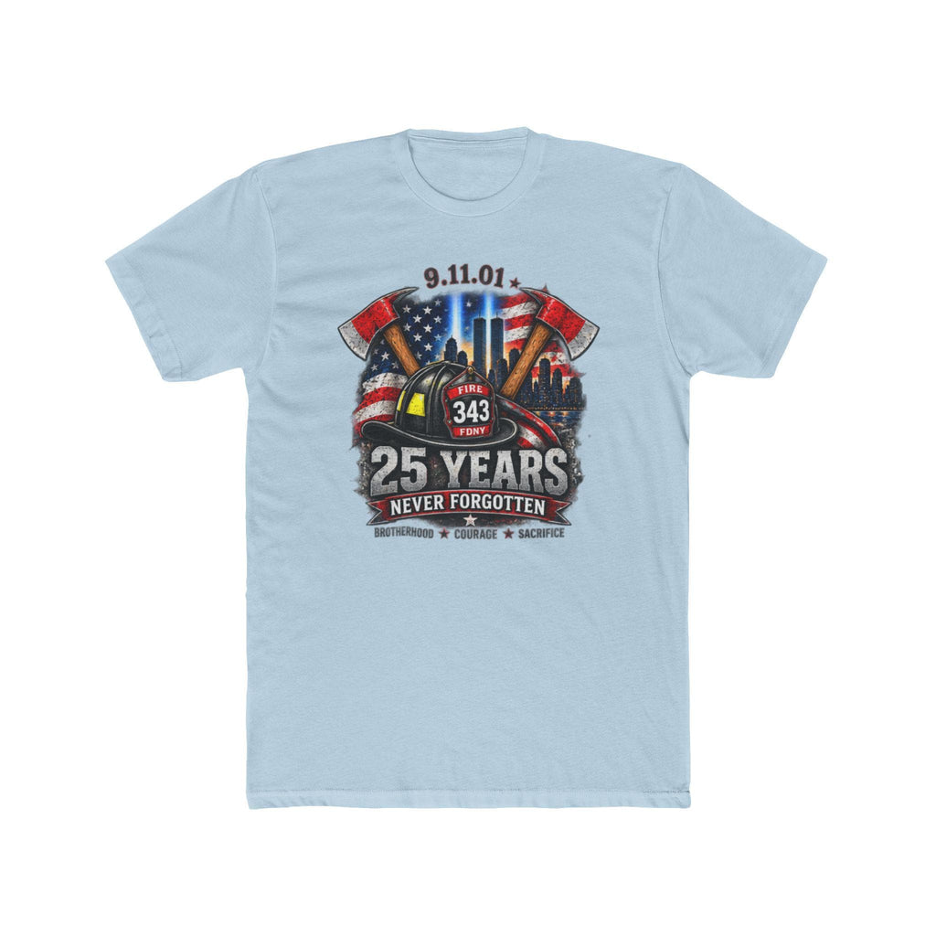 9/11 25 Years Never Forgotten Tee | 9 11 Firefighter Tribute, 343 Helmet Memorial