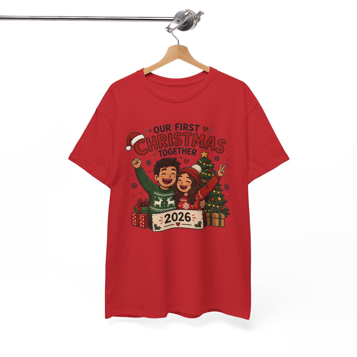 Our First Christmas Together 2026 Tee | Couple Holiday Shirt, Christmas Tree Illustration