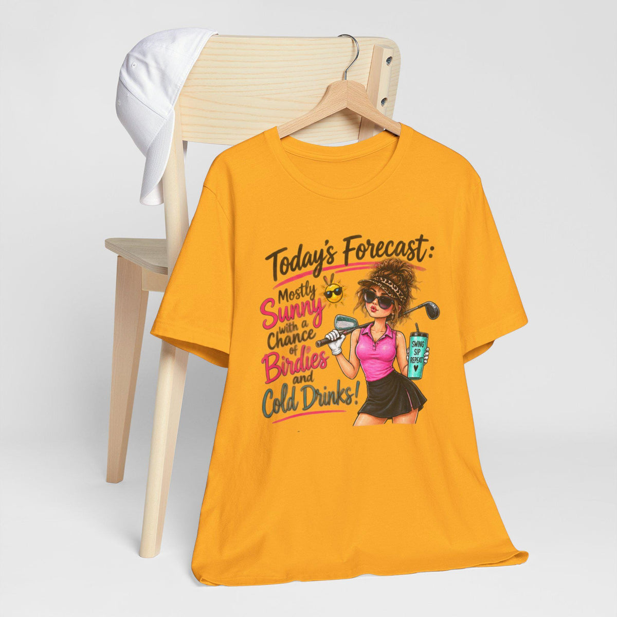 Womens Golf Shirt, Sunny Birdies Cold Drinks Graphic Tee