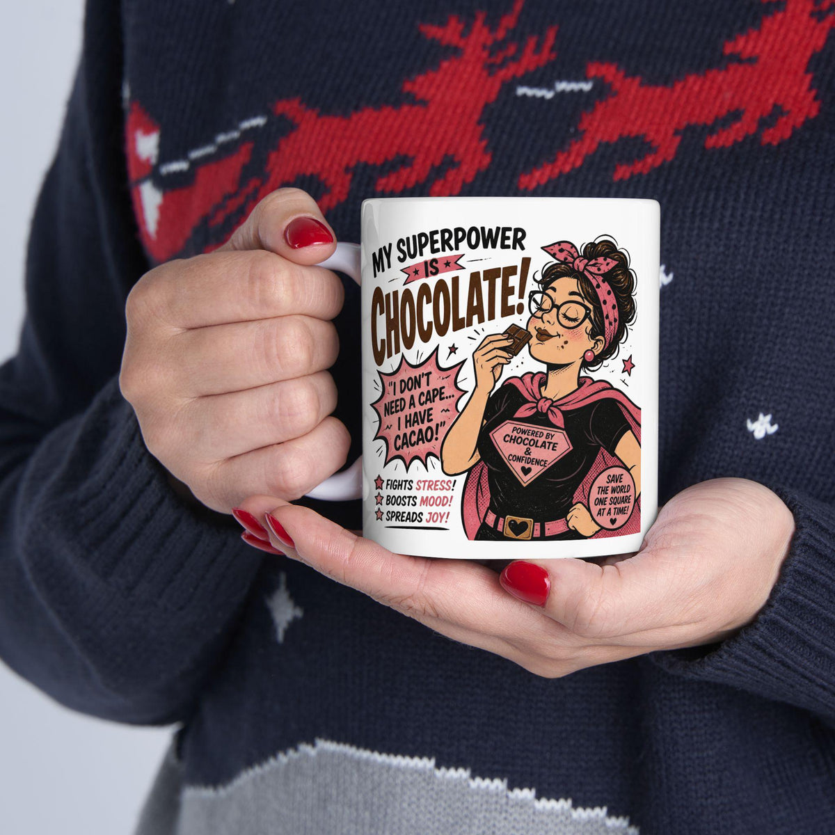 My Superpower is Chocolate Mug | Comic Retro Chocolate Lover Coffee Cup