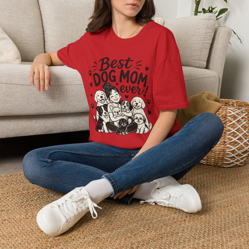 Dog Mom T-Shirt | Hand-Drawn Pups, Lightweight Cotton Tee