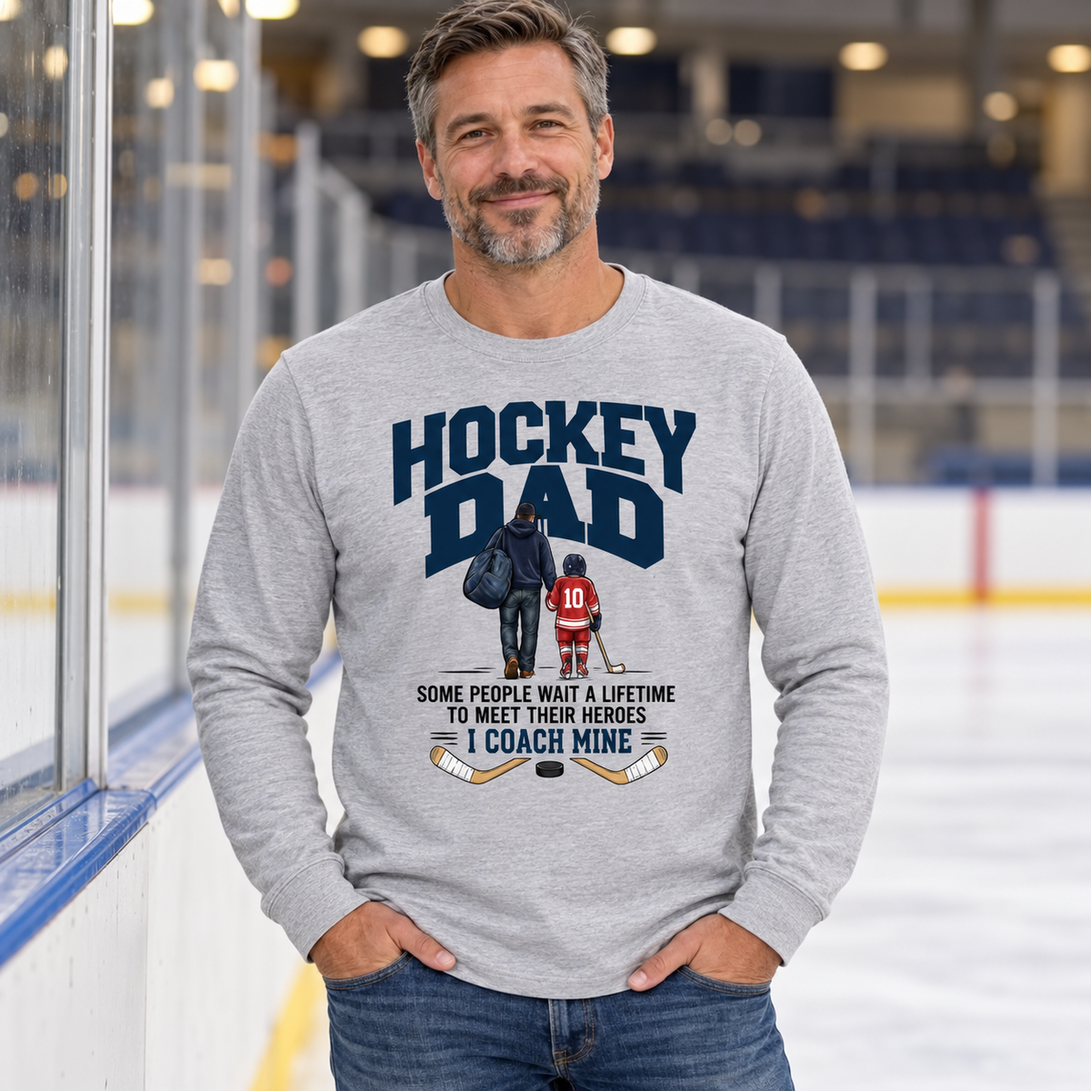 Dad Coach T-Shirt | Hockey Dad Graphic Long Sleeve Tee