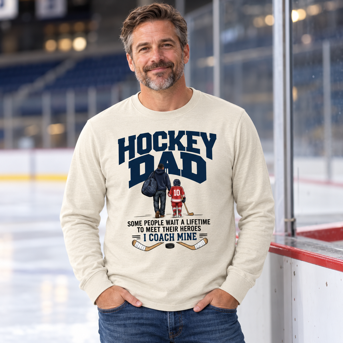 Dad Coach T-Shirt | Hockey Dad Graphic Long Sleeve Tee