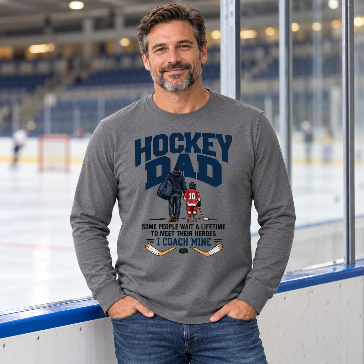 Dad Coach T-Shirt | Hockey Dad Graphic Long Sleeve Tee
