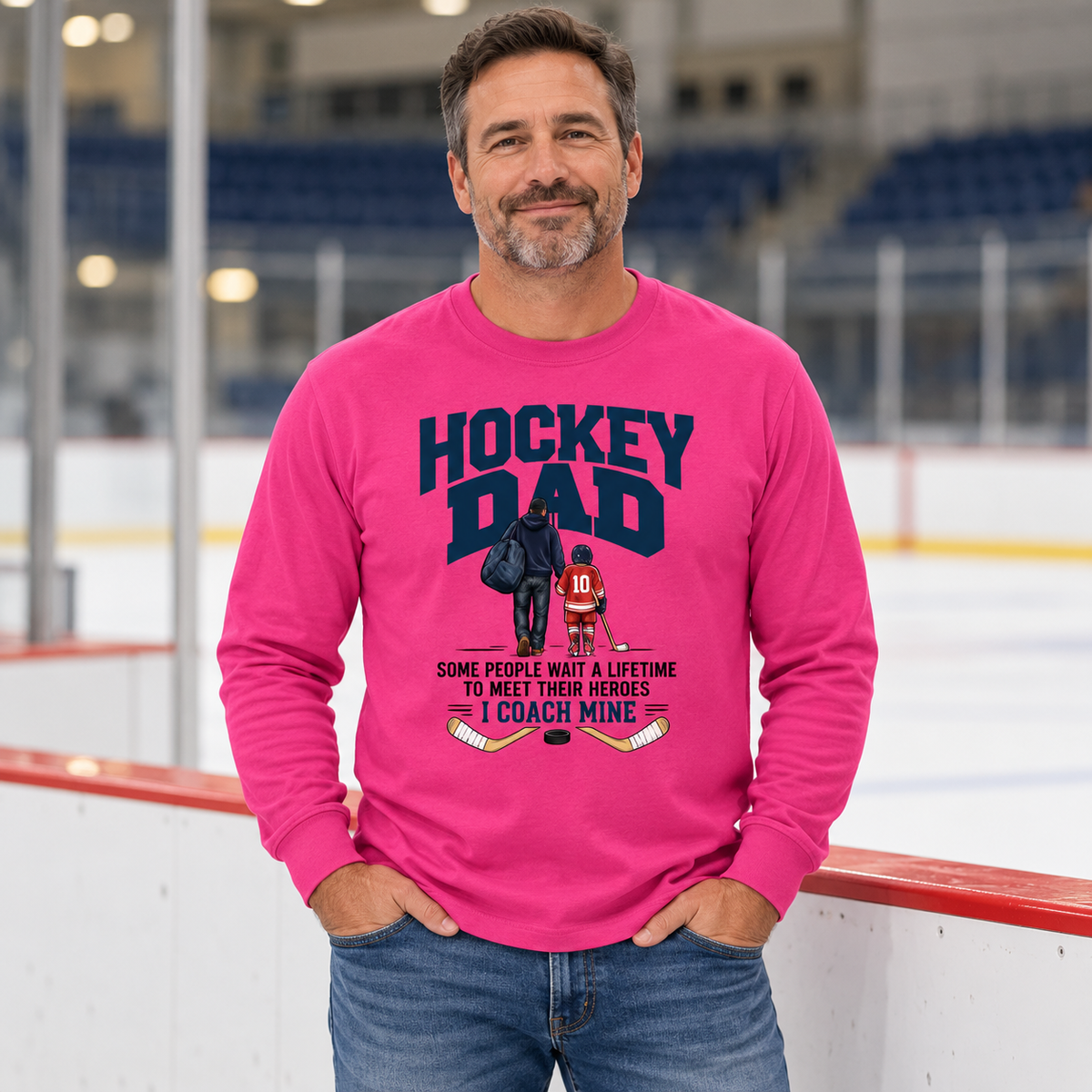 Dad Coach T-Shirt | Hockey Dad Graphic Long Sleeve Tee
