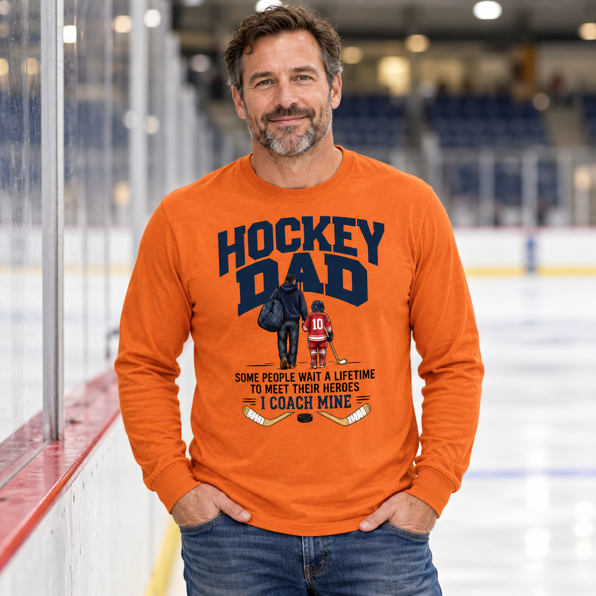 Dad Coach T-Shirt | Hockey Dad Graphic Long Sleeve Tee