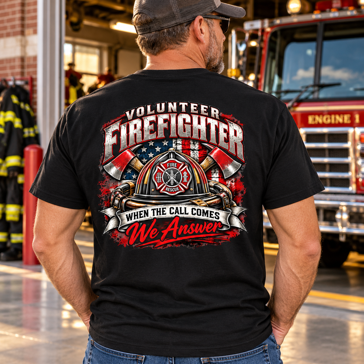 Volunteer Fire T-Shirt | Front & Back Graphic Tee