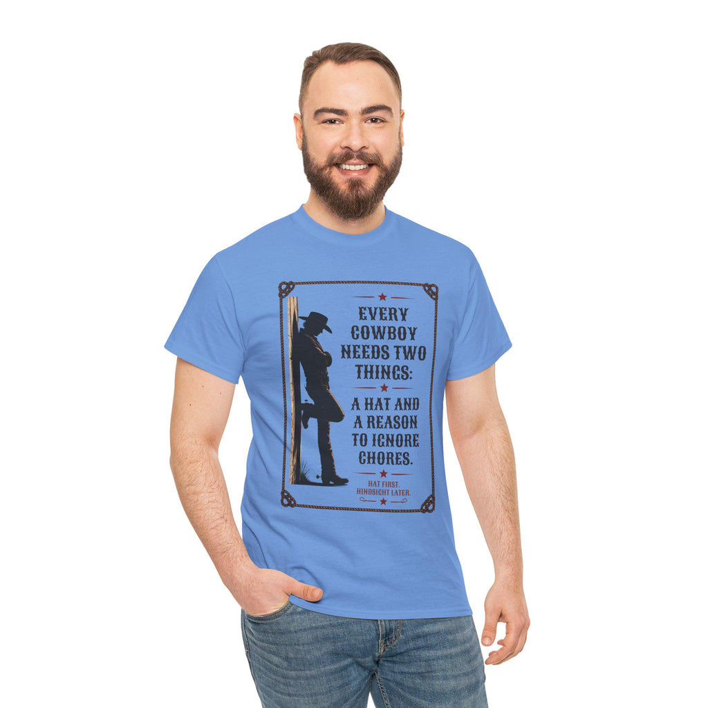 Every Cowboy Needs Two Things T-Shirt | Cowboy Silhouette, Western Quote