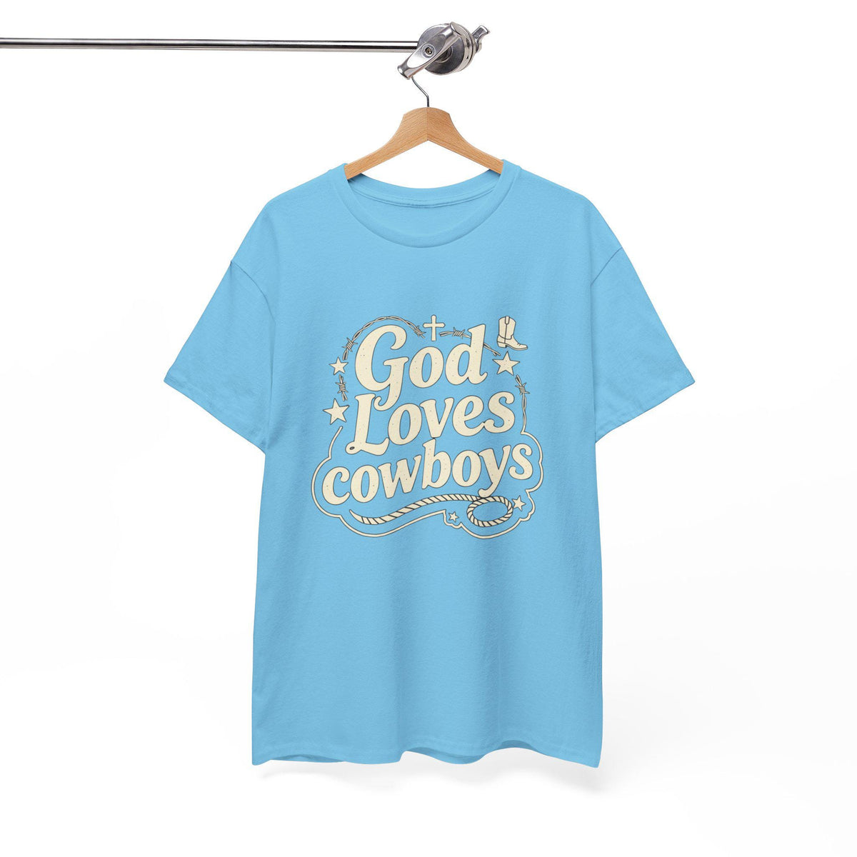 God Loves Cowboys T-Shirt | Western Christian Typography Tee