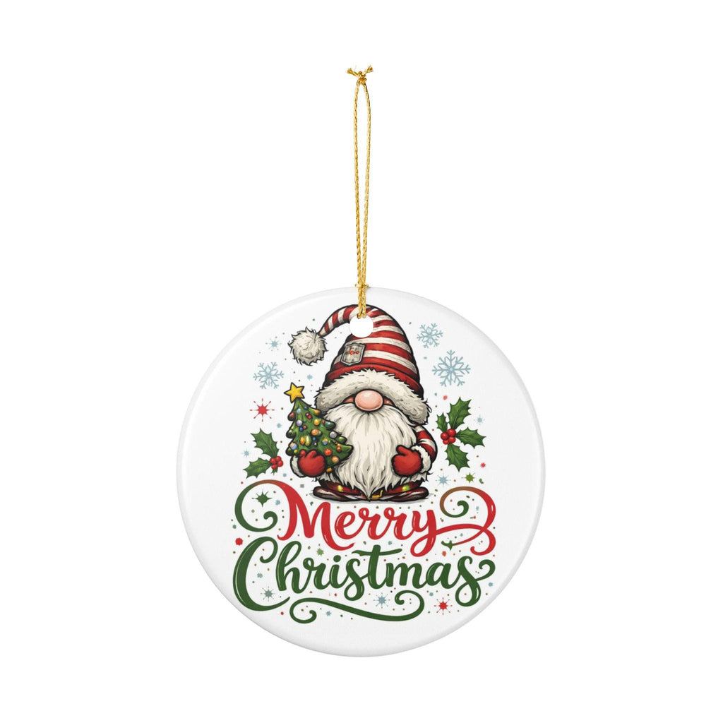 Gnome Merry Christmas Ceramic Ornament | Gnome Holiday Decoration