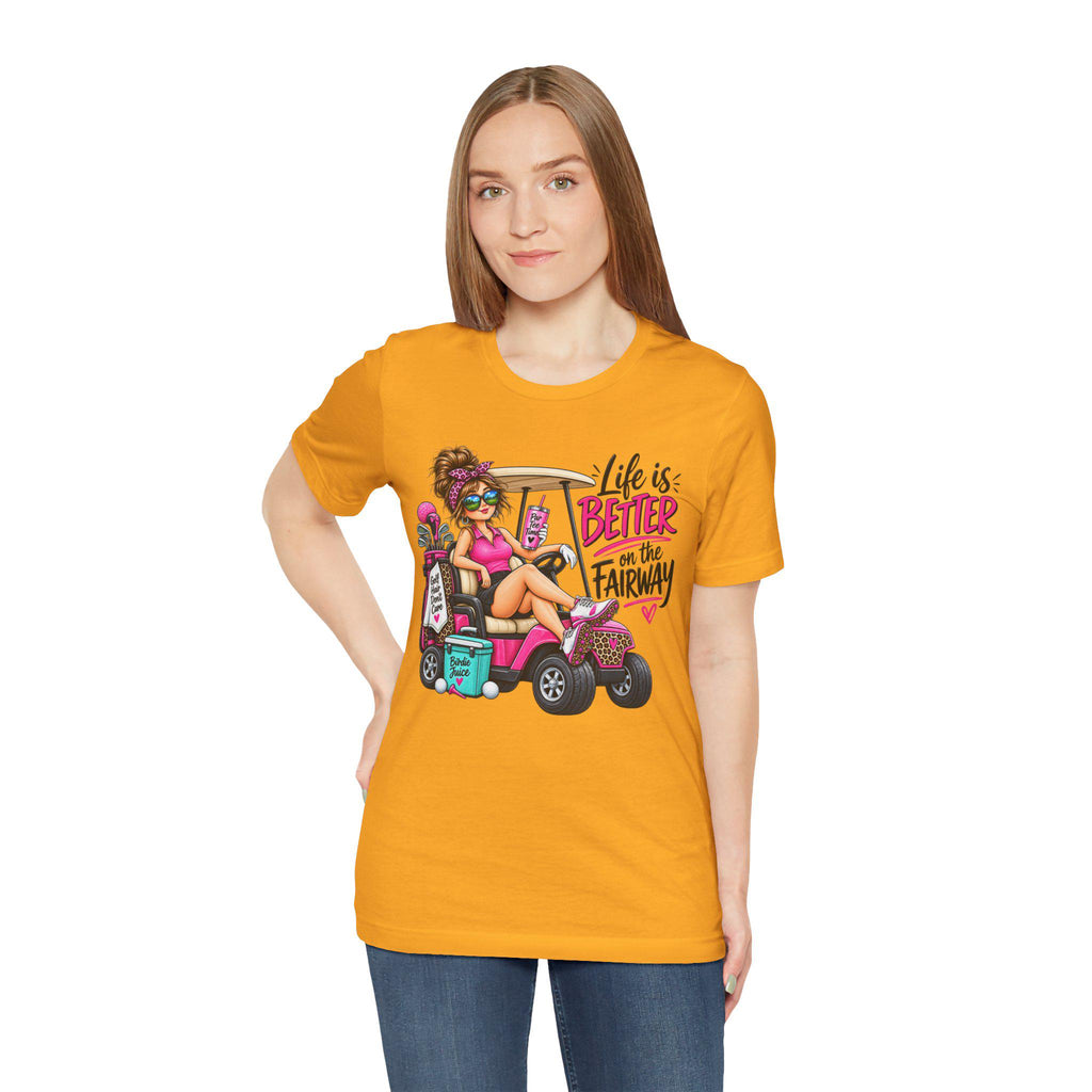 Humorous Woman Golf Cart Graphic Tee | Golf T-Shirt,