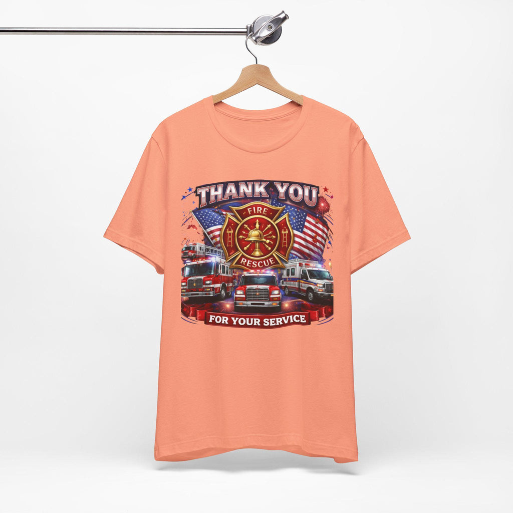 Thank You Fire Rescue For Your Service T-Shirt | Firefighter Tribute Tee