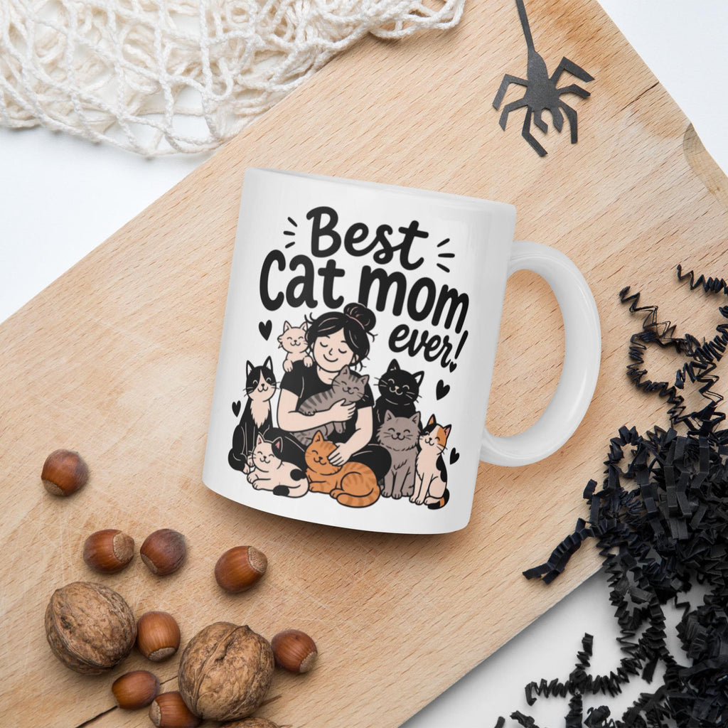 Cat Mom Ceramic Mug – Coffee Lover Gift, Vivid Print Dishwasher Safe
