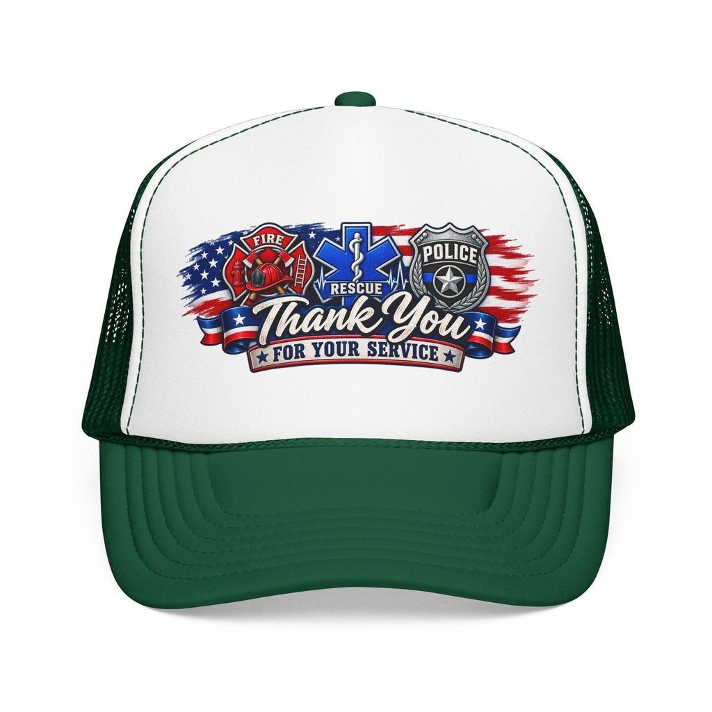 Thank You For Your Service Foam Trucker Hat | Fire EMS Police Tribute cap