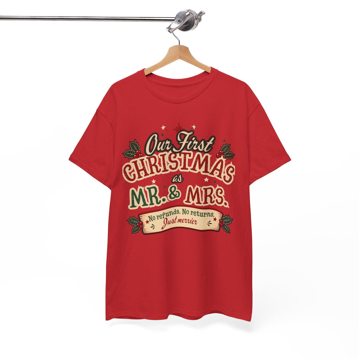 Our First Christmas Mr. & Mrs. T-Shirt | Holiday Couples Tee | Christmas Newlyweds