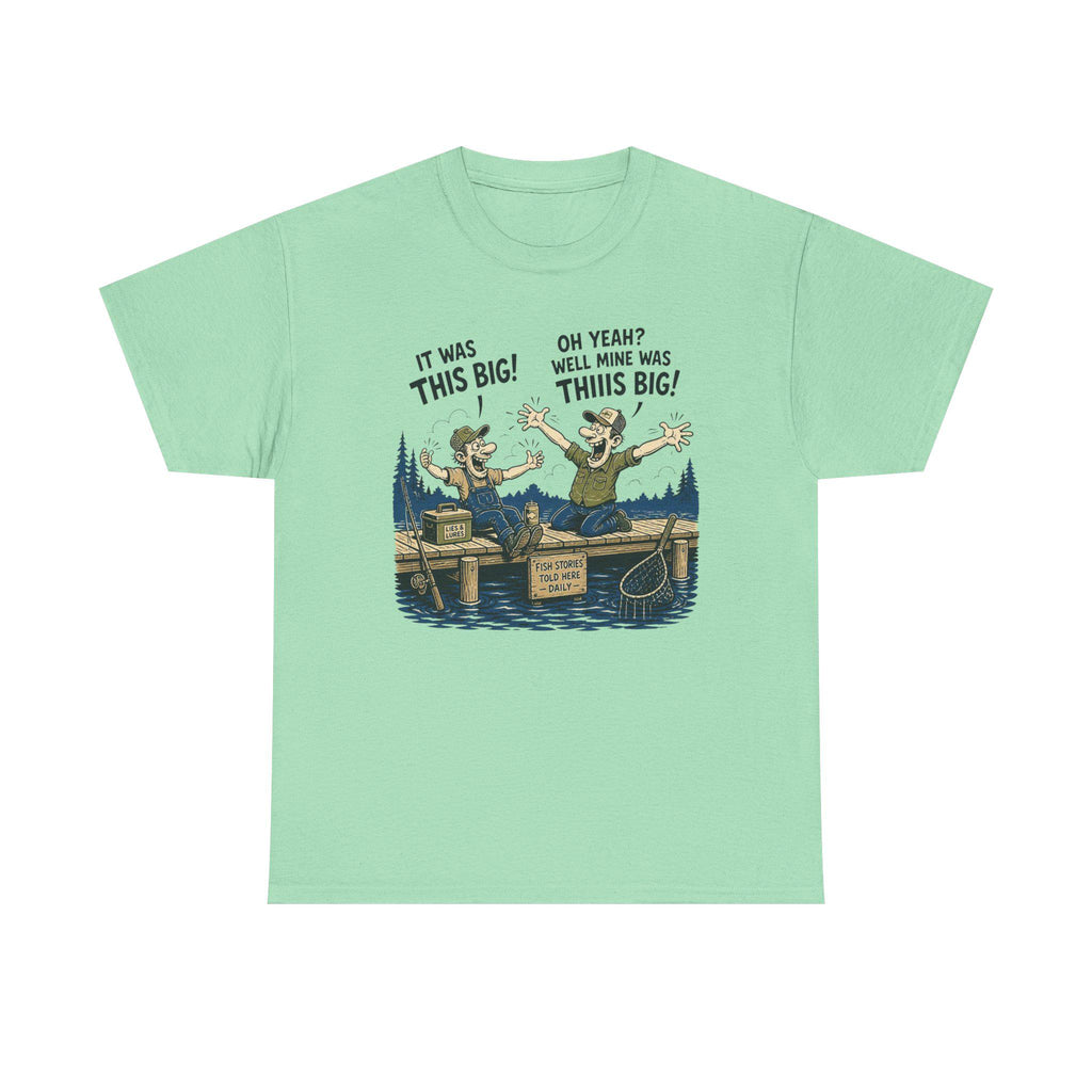 Funny Fishermen Cartoon It Was This Big T-Shirt | Fishing Tee