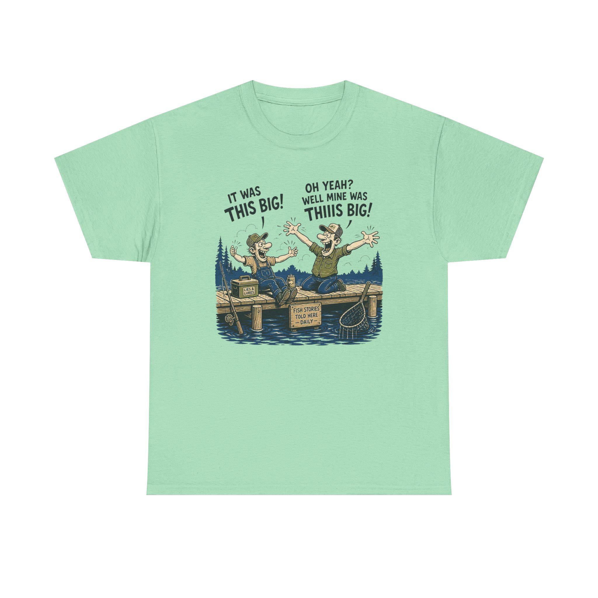 Funny Fishermen Cartoon It Was This Big T-Shirt | Fishing Tee