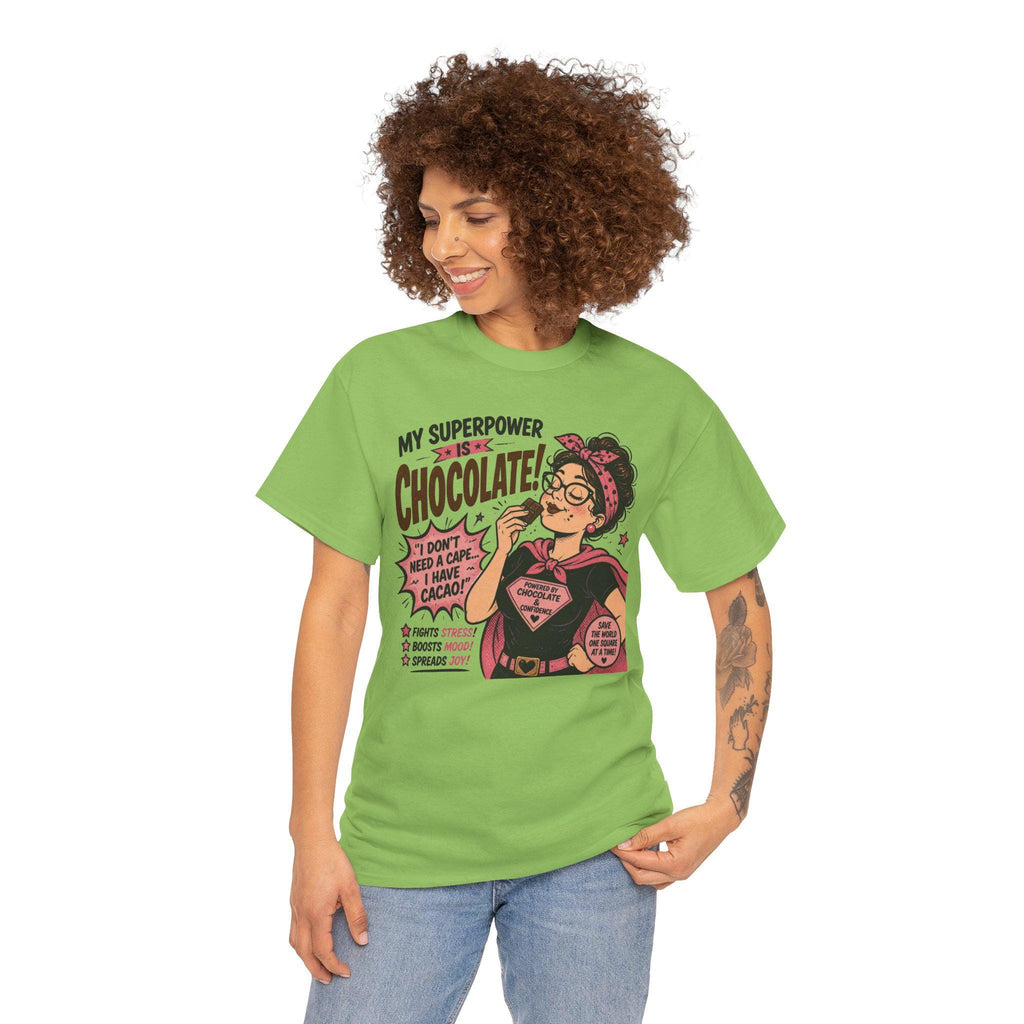 My Superpower Is Chocolate T-Shirt | Retro Comic Woman Chocolate Tee