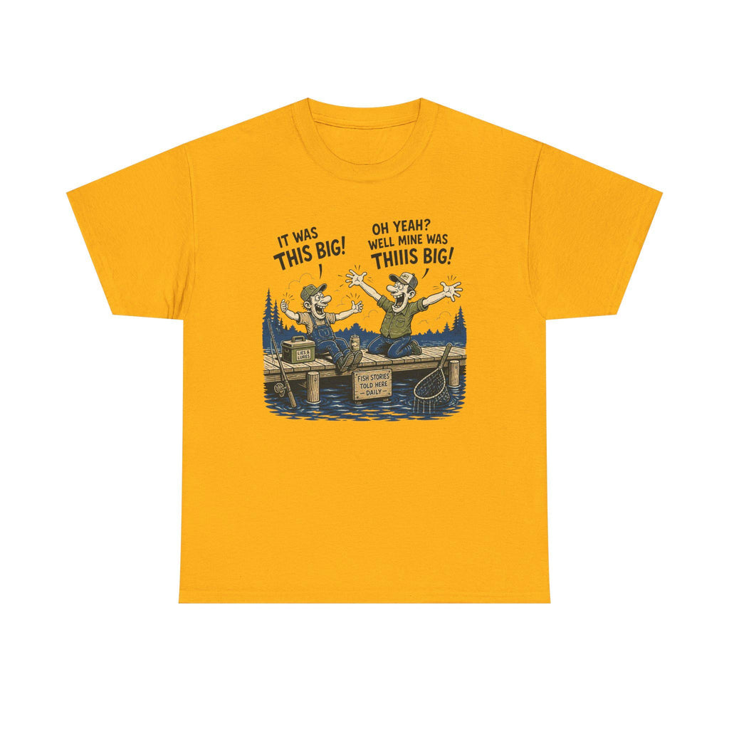Funny Fishermen Cartoon It Was This Big T-Shirt | Fishing Tee