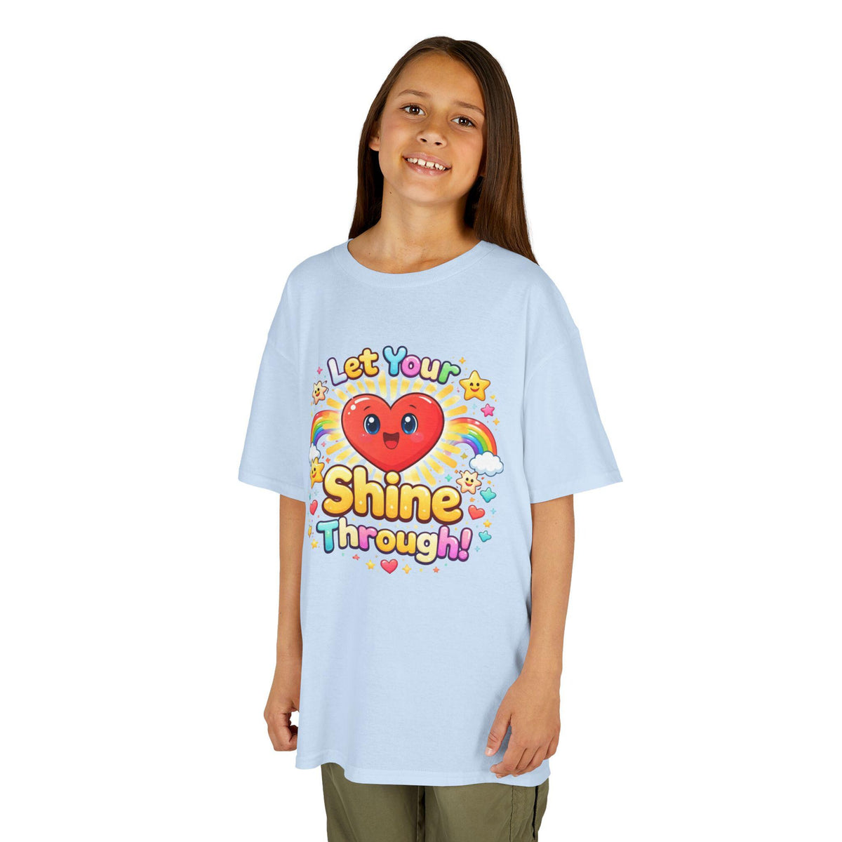 Kids Rainbow Heart Tee | Positive Quote, Stars, Clouds Graphic Shirt