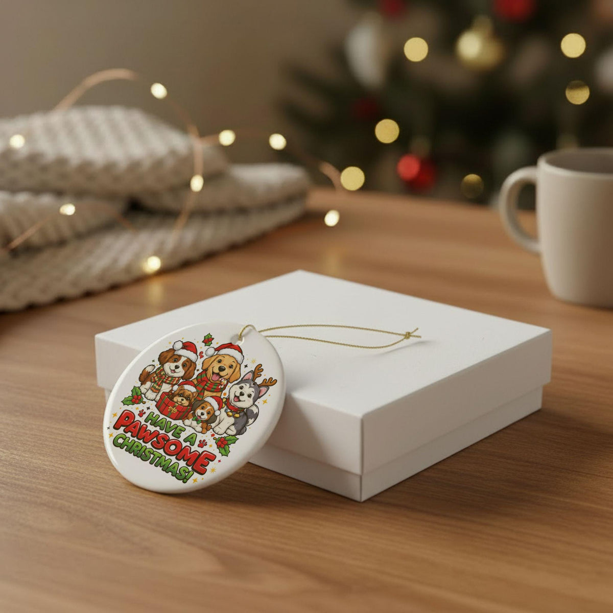 Ceramic Dog Christmas Ornament | Festive Pawsome Holiday Tree Decor