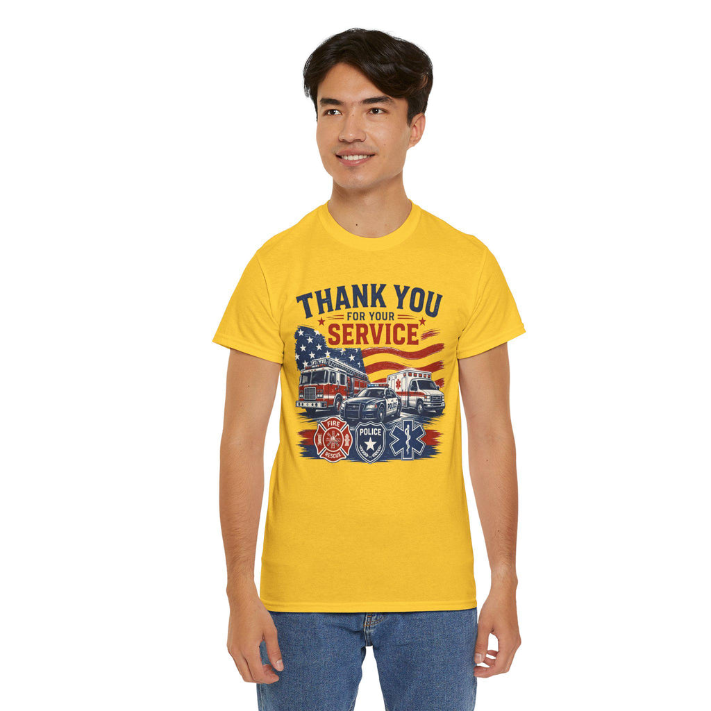 Thank You For Your Service Tee | Firefighter Police EMS American Flag
