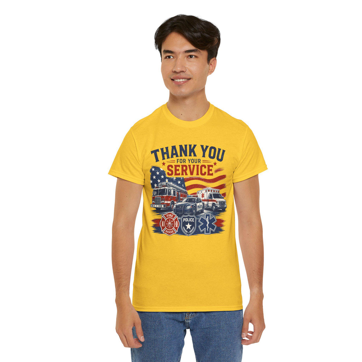 Thank You For Your Service Tee | Firefighter Police EMS American Flag