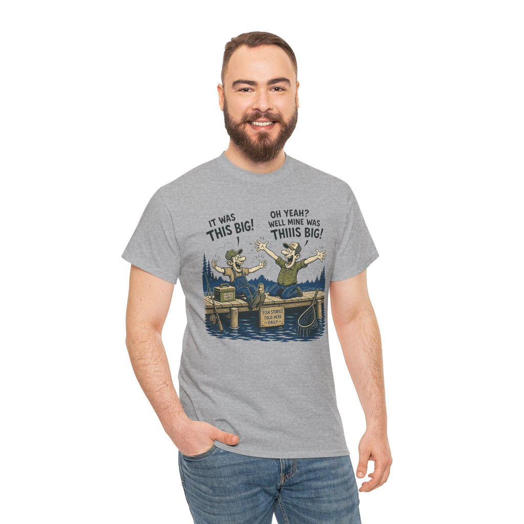 Fishing Tale Illustration Tee | Funny Fish Story T-Shirt, Lake Fishing Graphic