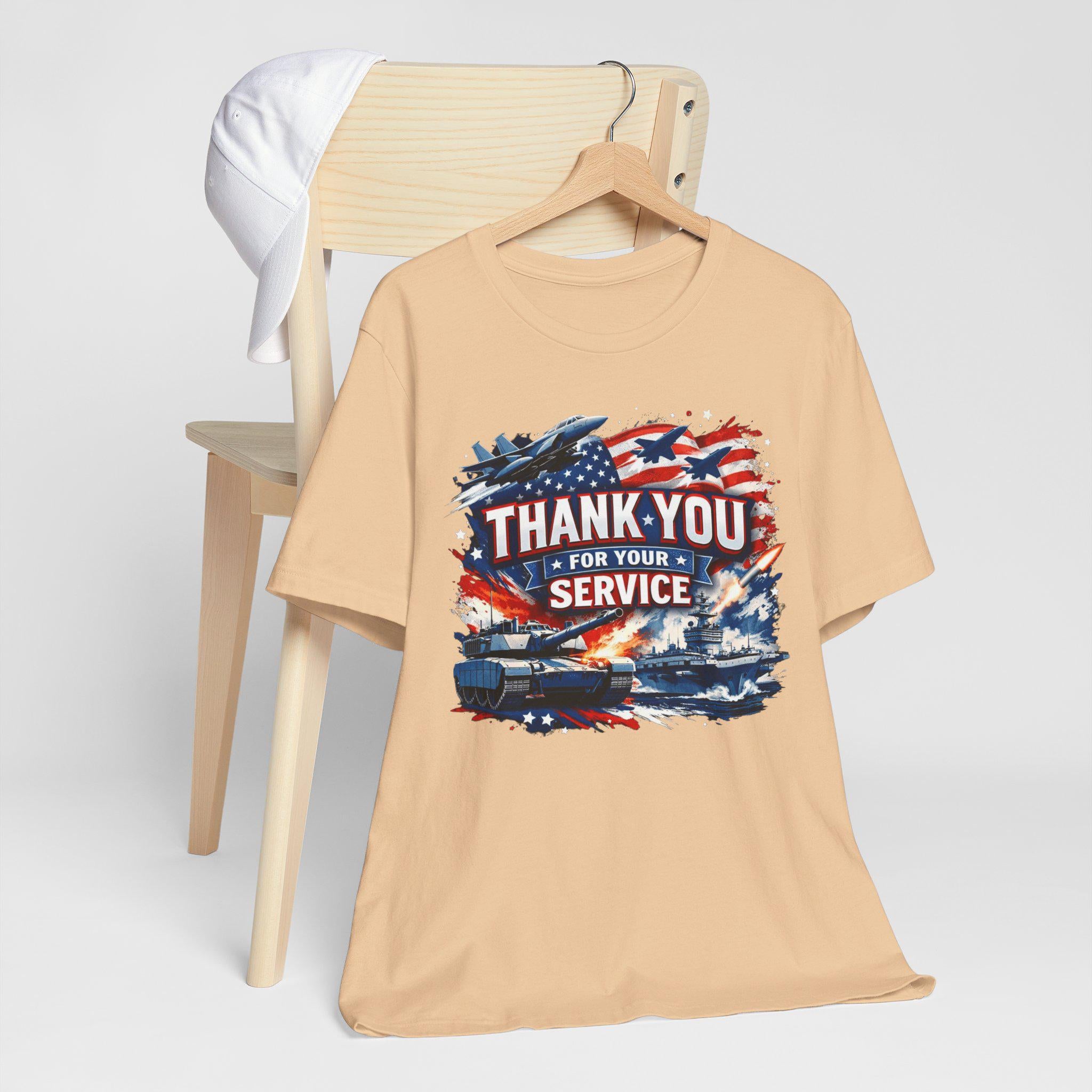 Thank You For Your Service Military Tribute T-Shirt | American Flag Jets Tank