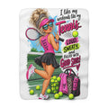 Tennis Girl Illustration Sherpa Fleece Blanket | Loud Sweaty Filled With Good Shoes