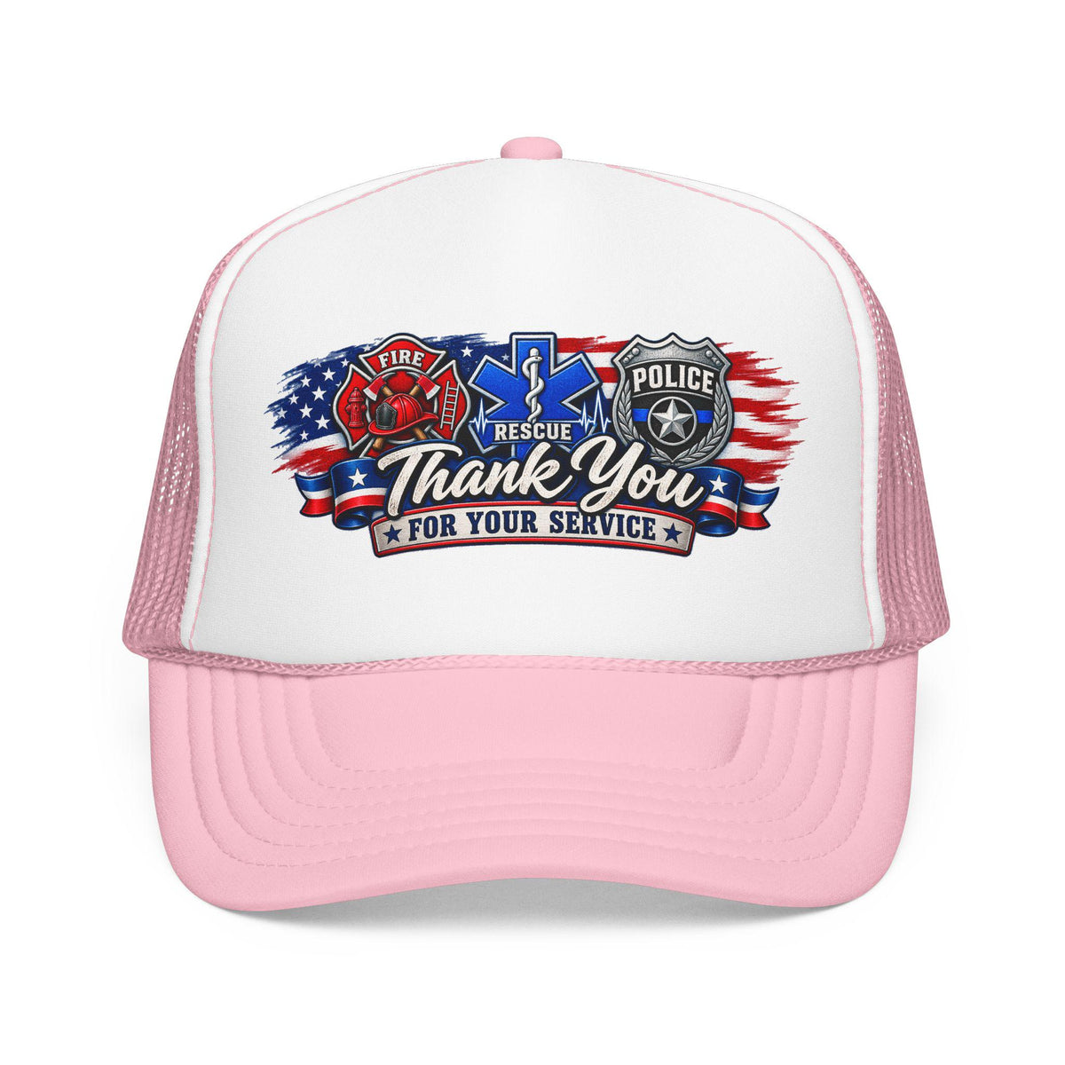 Thank You For Your Service Foam Trucker Hat | Fire EMS Police Tribute cap