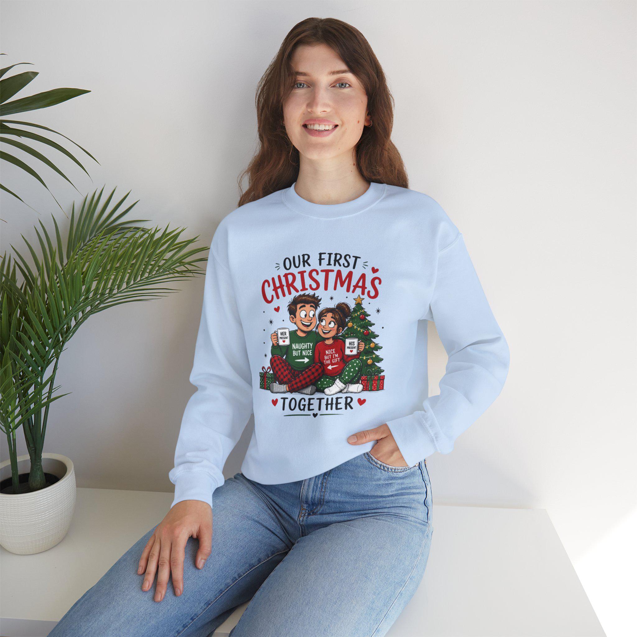 Our First Christmas Together Sweatshirt | Couple Holiday Illustration