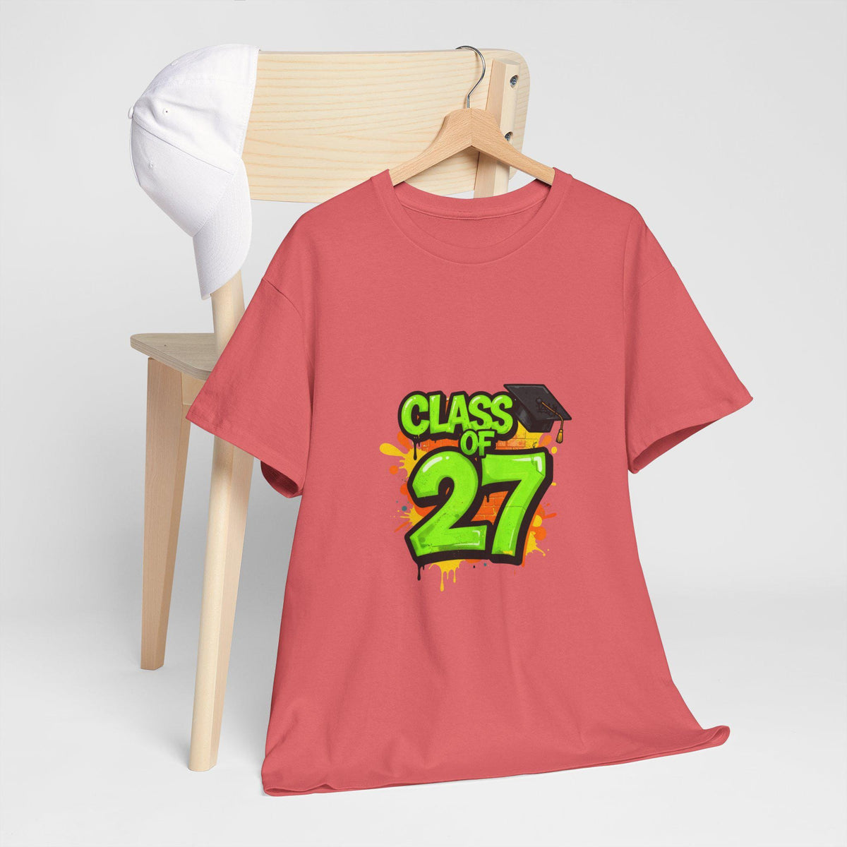 Class of 27 Graduation Tee | Neon Graffiti Grad Cap Design