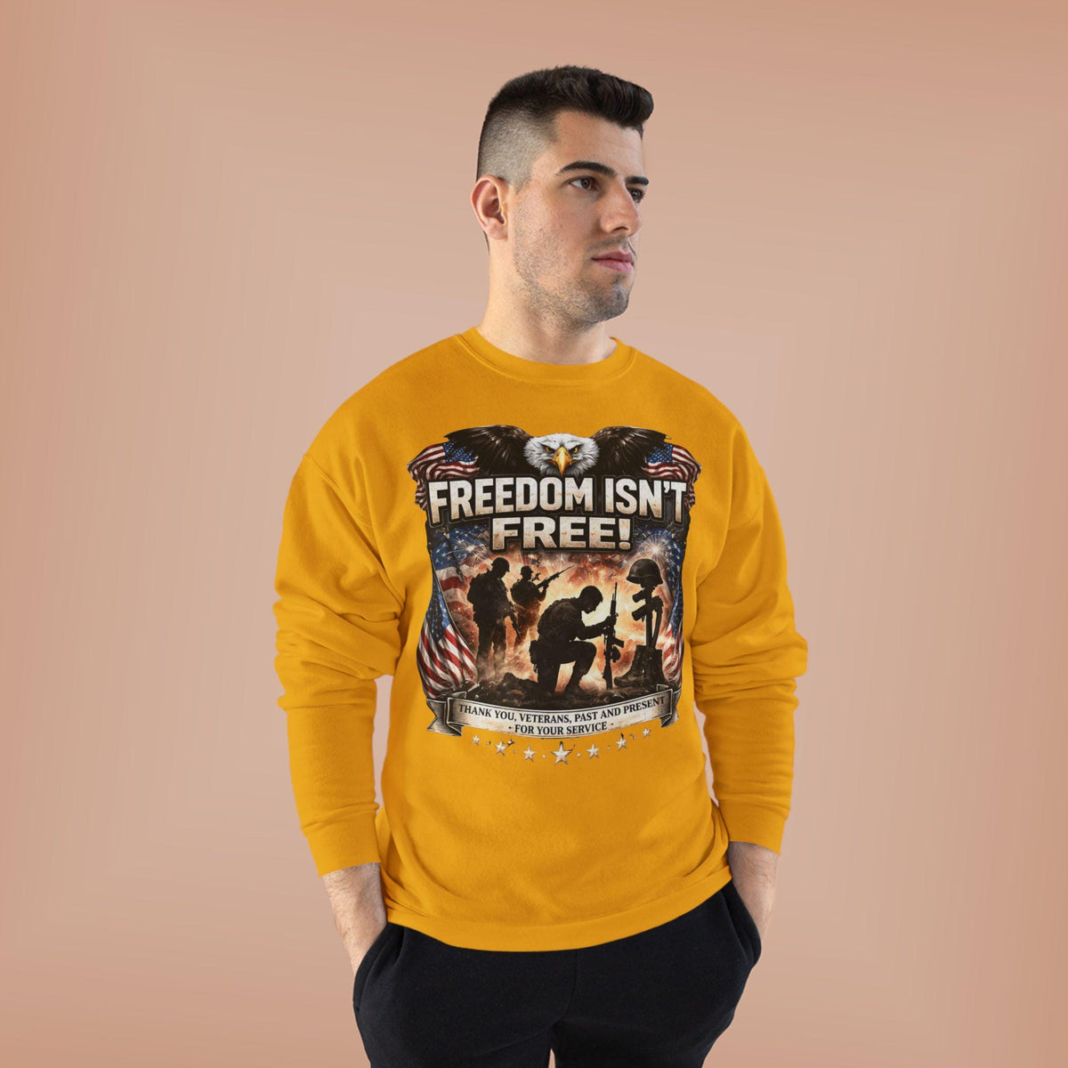 Patriotic Eagle Soldier Crewneck | Freedom Isn't Free, American Flag Sweatshirt