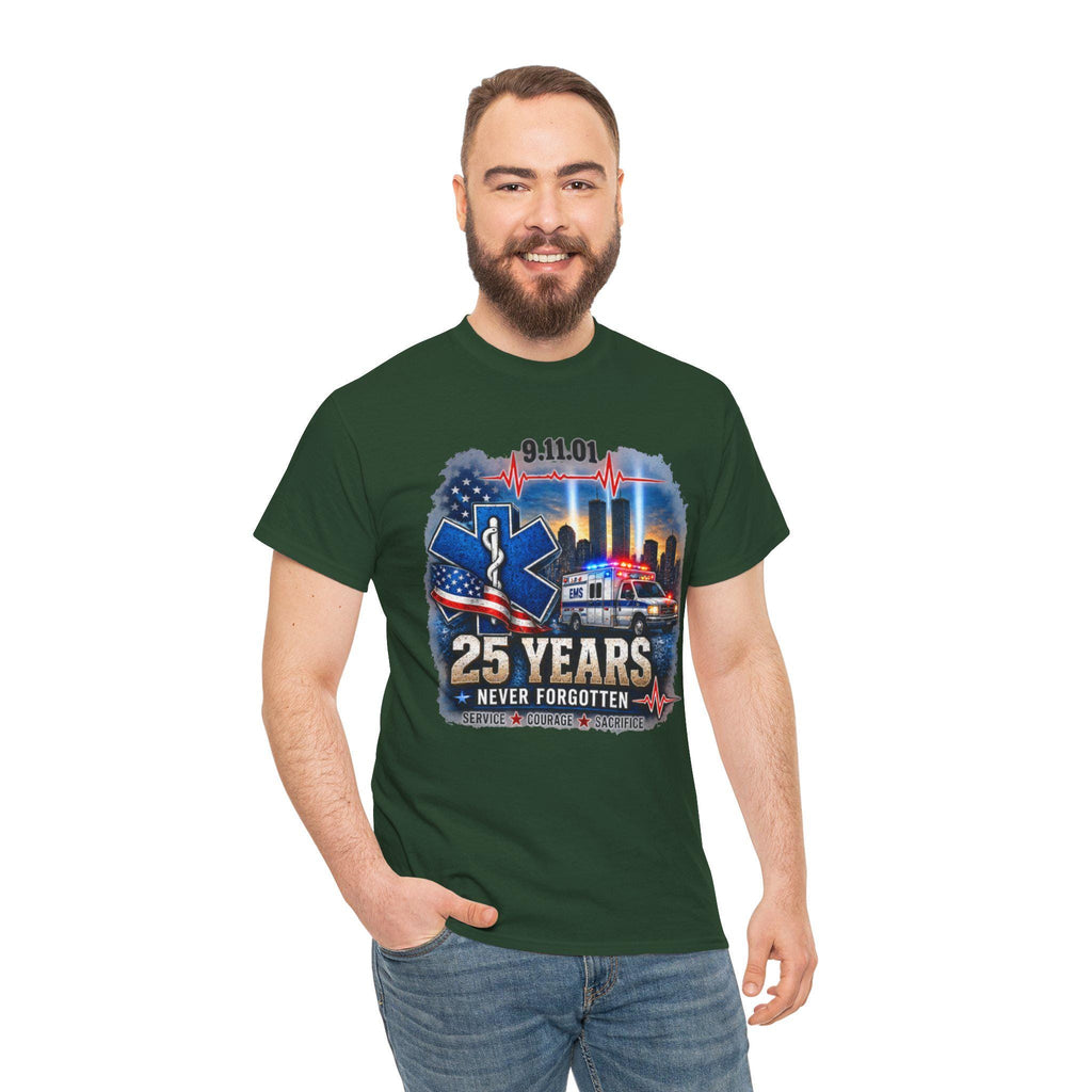 9-11 25 Years Never Forgotten Tee | EMS 9 11 Tribute | 9 11 First Responder Memorial