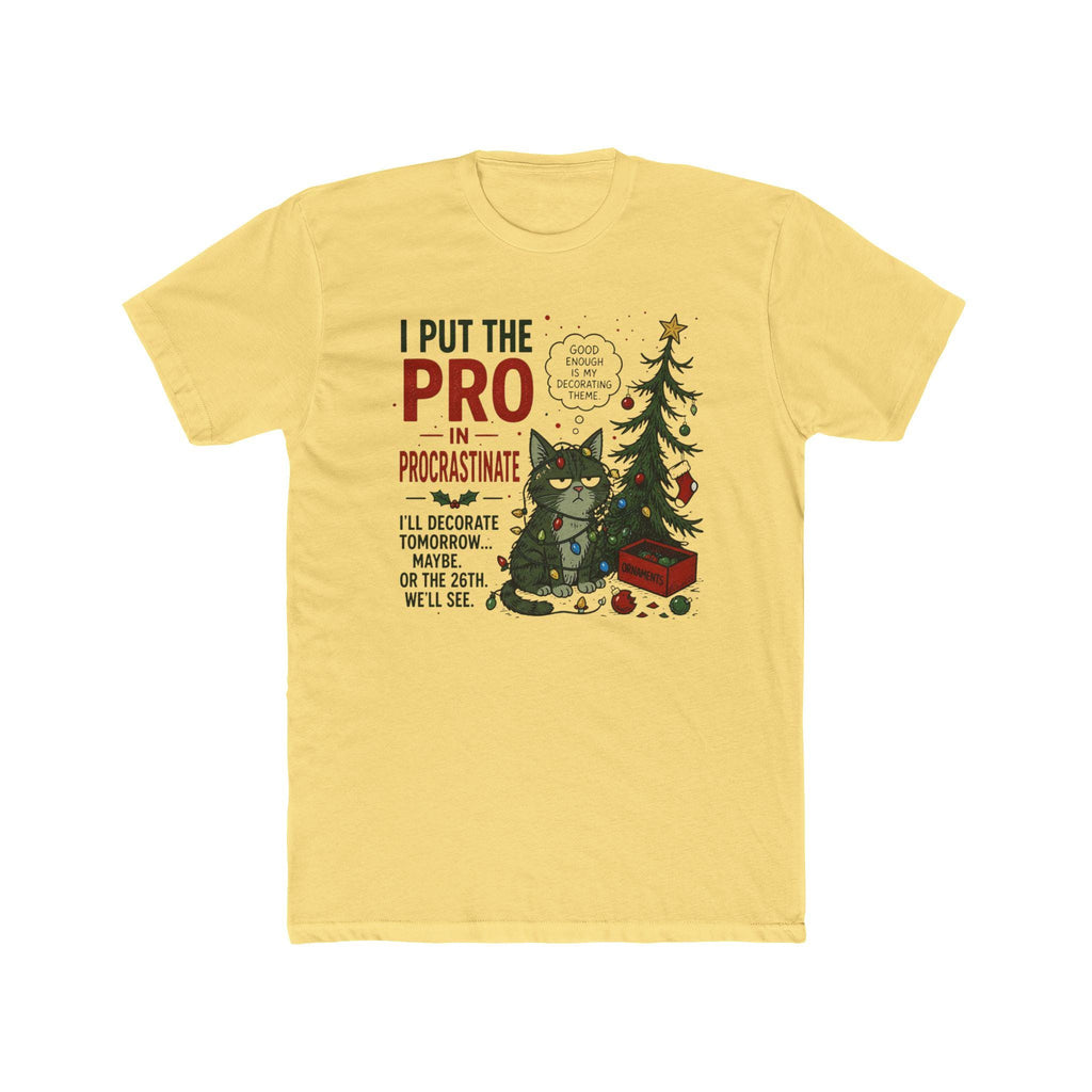 Pro in Procrastinate Cat Tee | Funny Christmas Tree Holiday Shirt