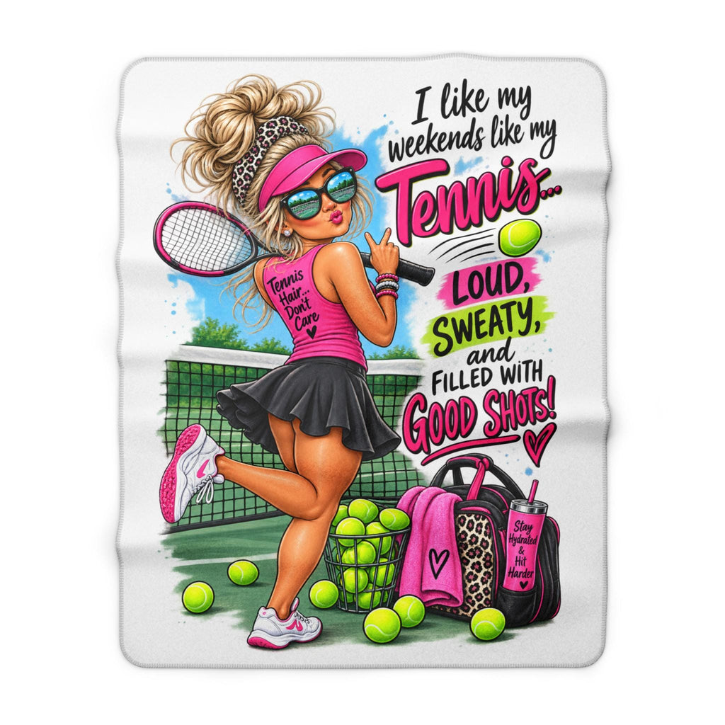 Tennis Girl Illustration Sherpa Fleece Blanket | Loud Sweaty Filled With Good Shoes