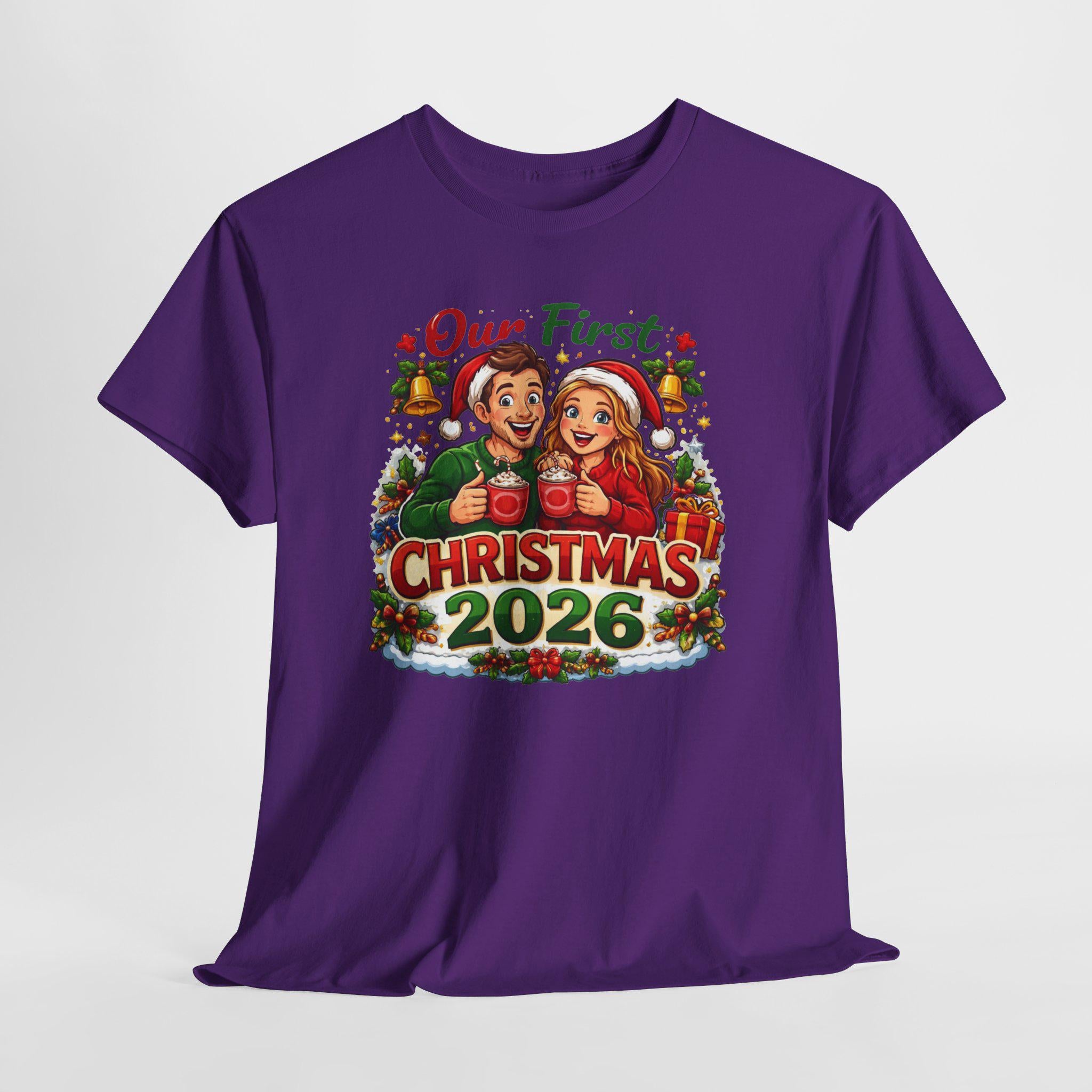 Our First Christmas 2026 T-Shirt | Couples Holiday Pregnancy Announcement
