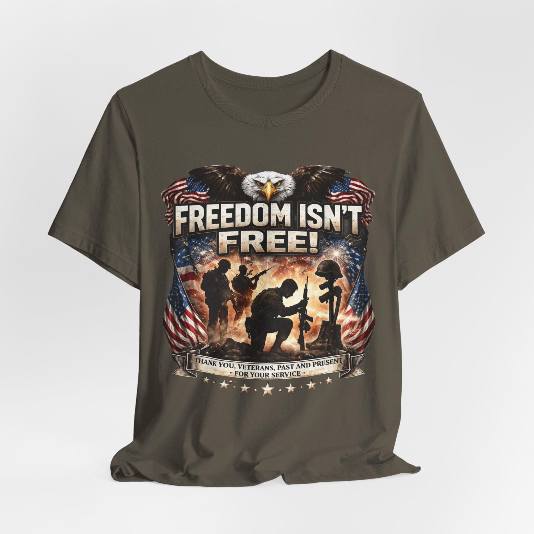 Military Memorial T-Shirt | American Flag Eagle, Veteran Service Honor